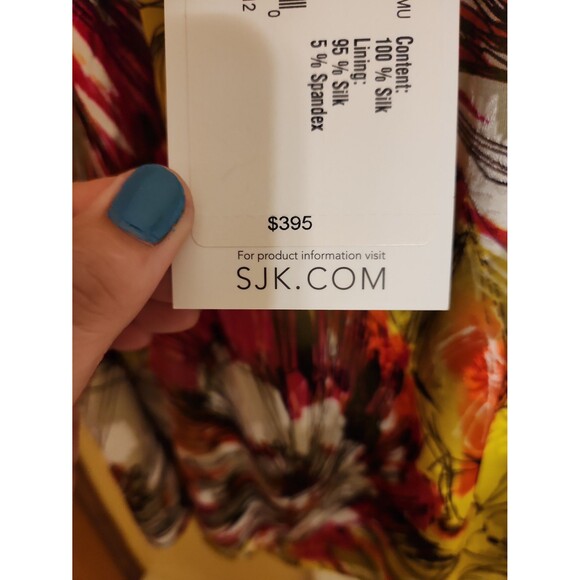 St. John 100% Silk Cami Blouse Tank in "Watercress Multi" Size L NWT - Picture 5 of 7